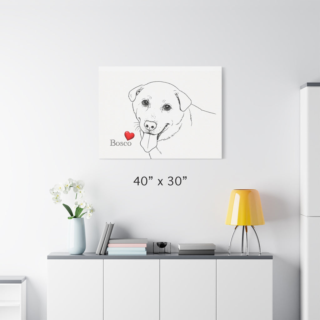 Custom Dog 'Facial Expression' Line Art Canvas Print | Matte Stretched Wall Art