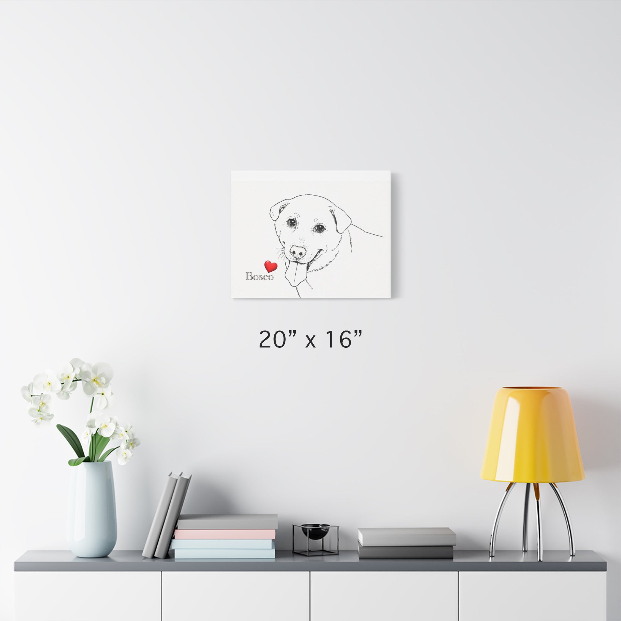 Custom Dog 'Facial Expression' Line Art Canvas Print | Matte Stretched Wall Art