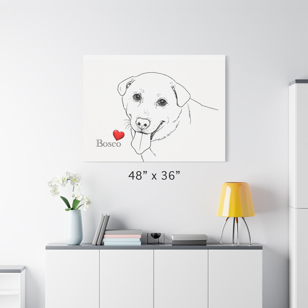 Custom Dog 'Facial Expression' Line Art Canvas Print | Matte Stretched Wall Art