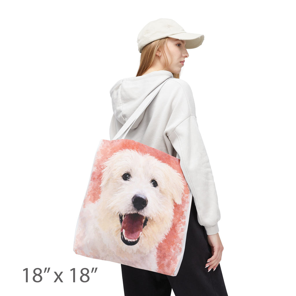 Customised Watercolor Painting of your Dog Tote Bag – 2 Photos, one on each side – Perfect Gift for Dog Lovers