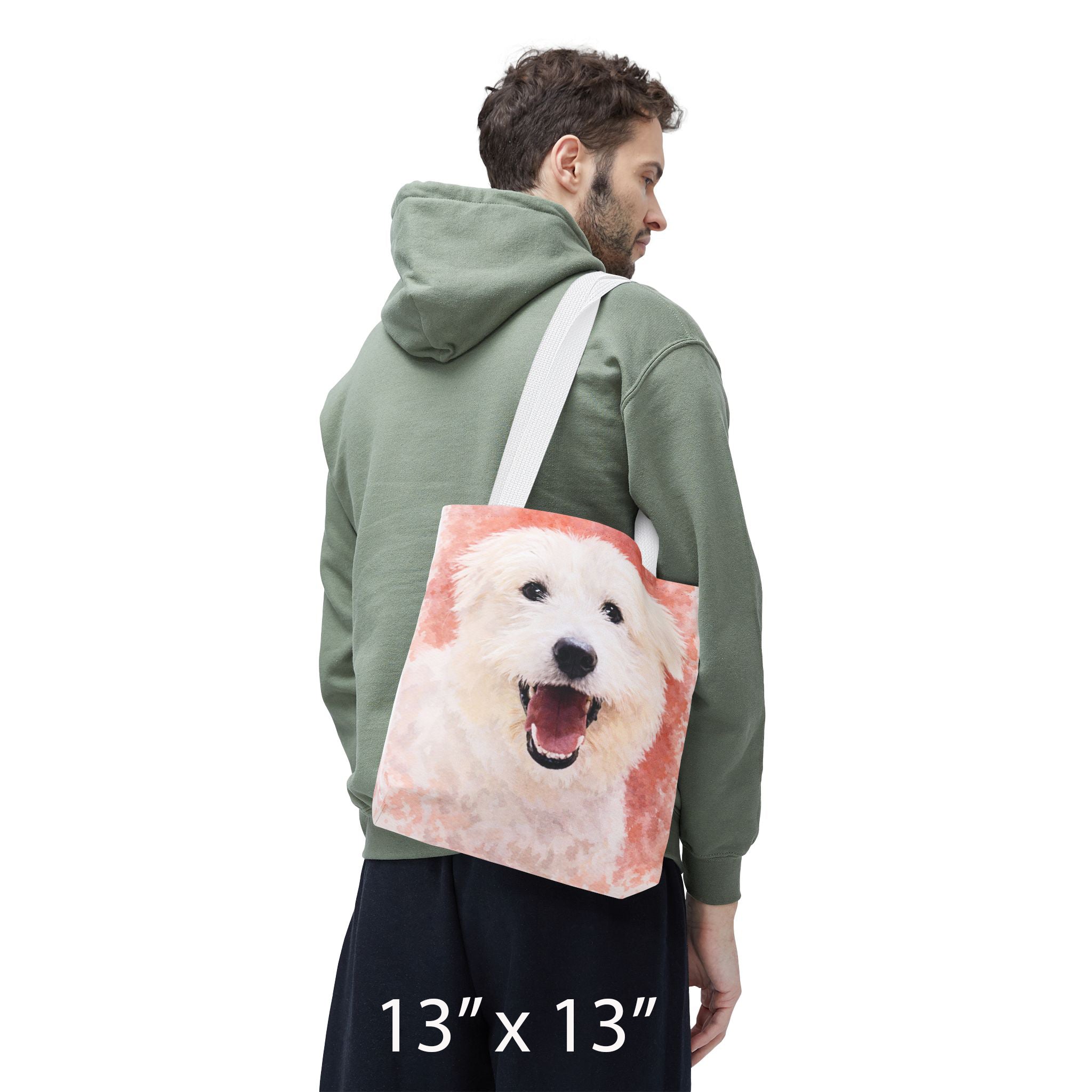 Customised Watercolor Painting of your Dog Tote Bag – 2 Photos, one on each side – Perfect Gift for Dog Lovers