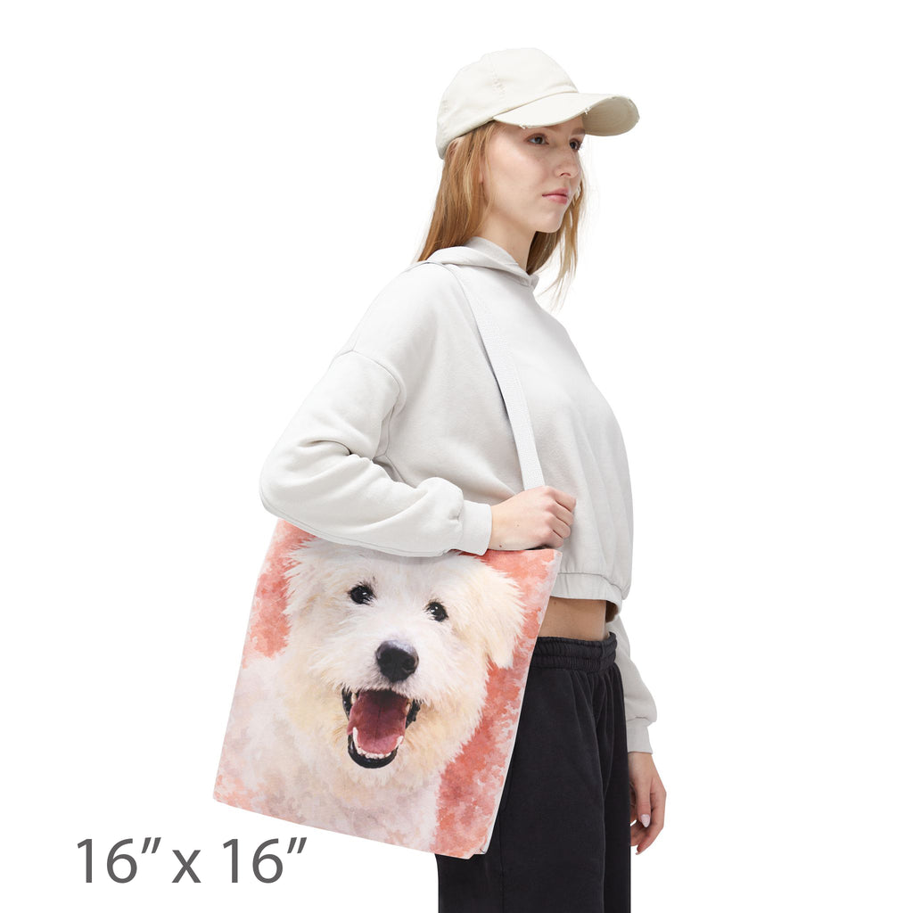Customised Watercolor Painting of your Dog Tote Bag – 2 Photos, one on each side – Perfect Gift for Dog Lovers