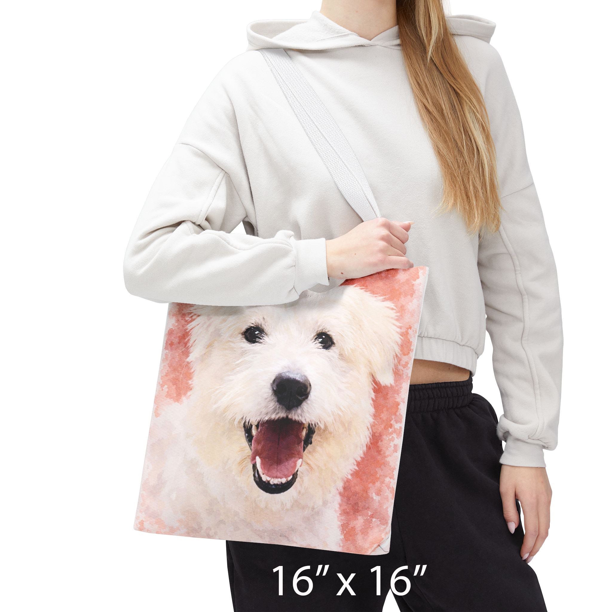 Custom Dog Watercolor Tote Bag – Personalized Pet Portrait Bag (2 Photos, Double-Sided Print) – Custom Dog Gift for Dog Lovers