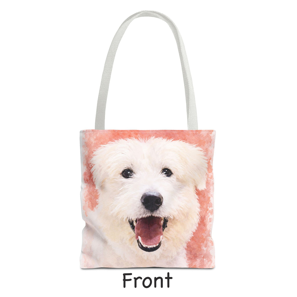 Customised Watercolor Painting of your Dog Tote Bag – 2 Photos, one on each side – Perfect Gift for Dog Lovers