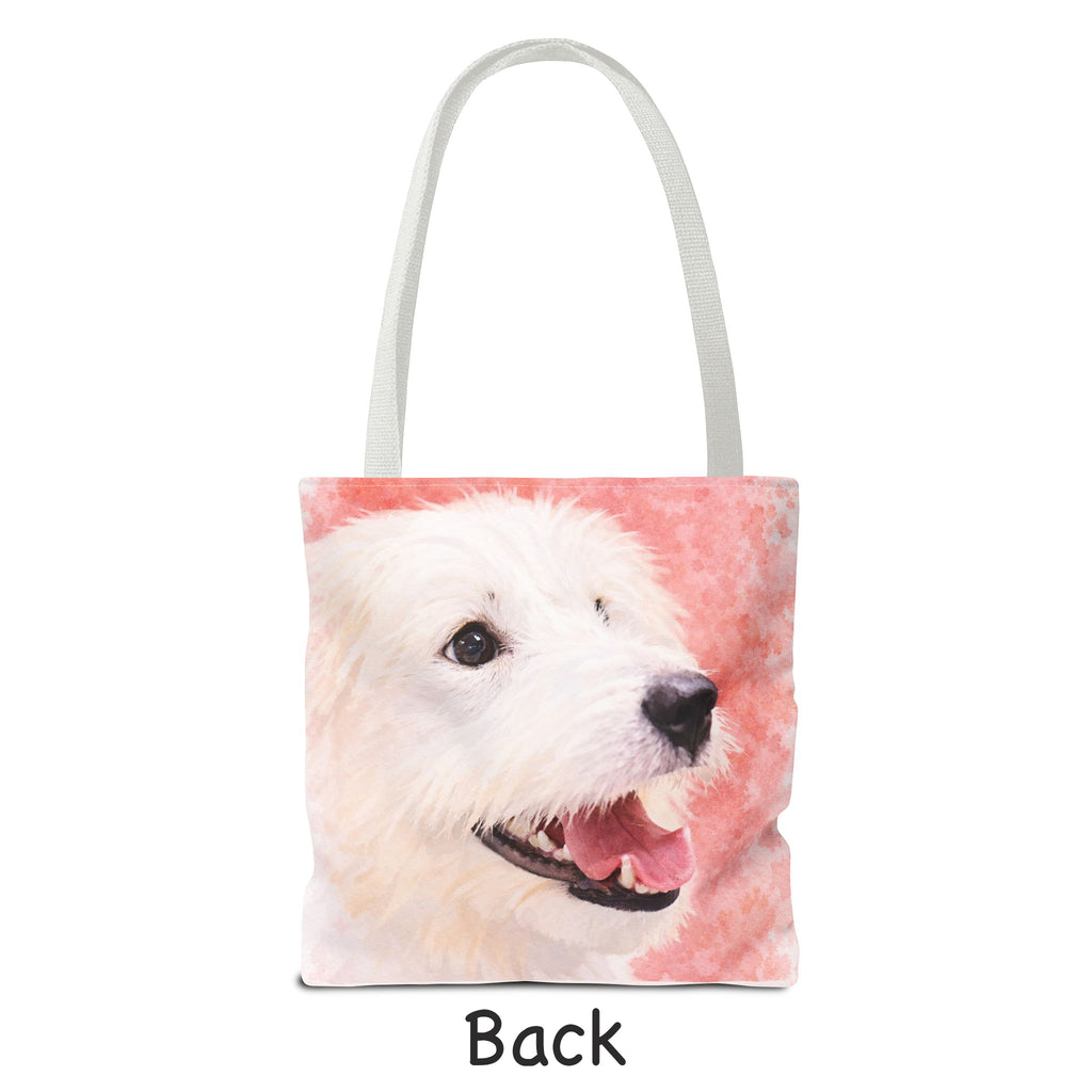 Customised Watercolor Painting of your Dog Tote Bag – 2 Photos, one on each side – Perfect Gift for Dog Lovers