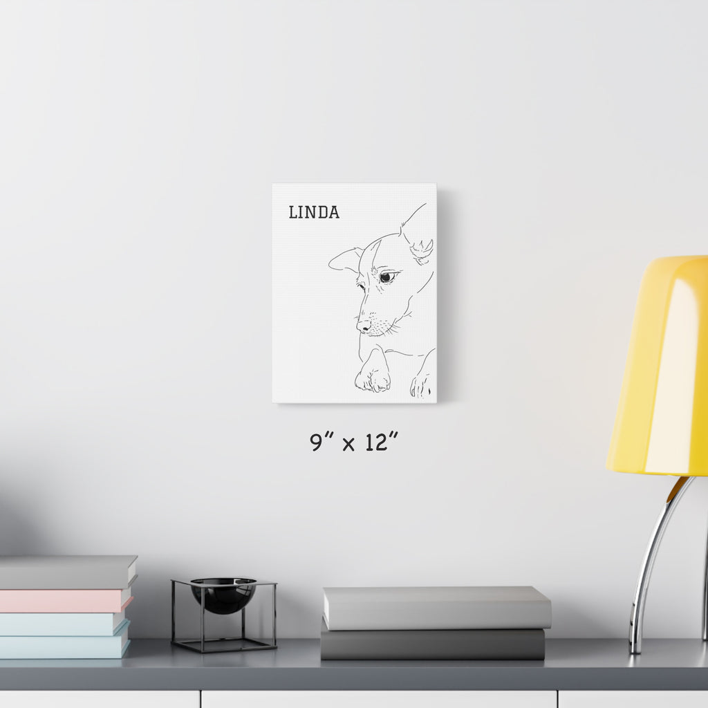 Custom Dog Line Art Canvas – Personalized Minimal Pet Portrait from Photo | Matte Stretched Wall Art