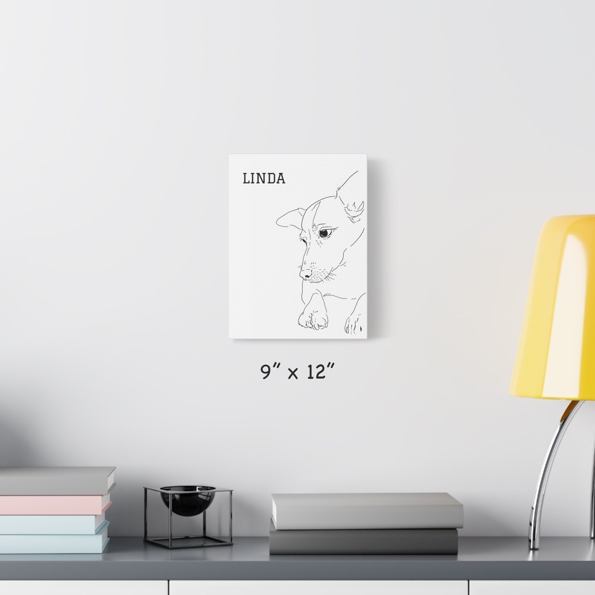 Custom Dog Line Art Canvas – Personalized Minimal Pet Portrait from Photo | Matte Stretched Wall Art