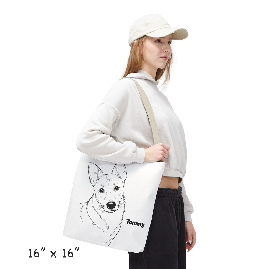 Tote Bag personalized with your Dog’s Photo –  Minimalist Line Art - Dog Mom Gift