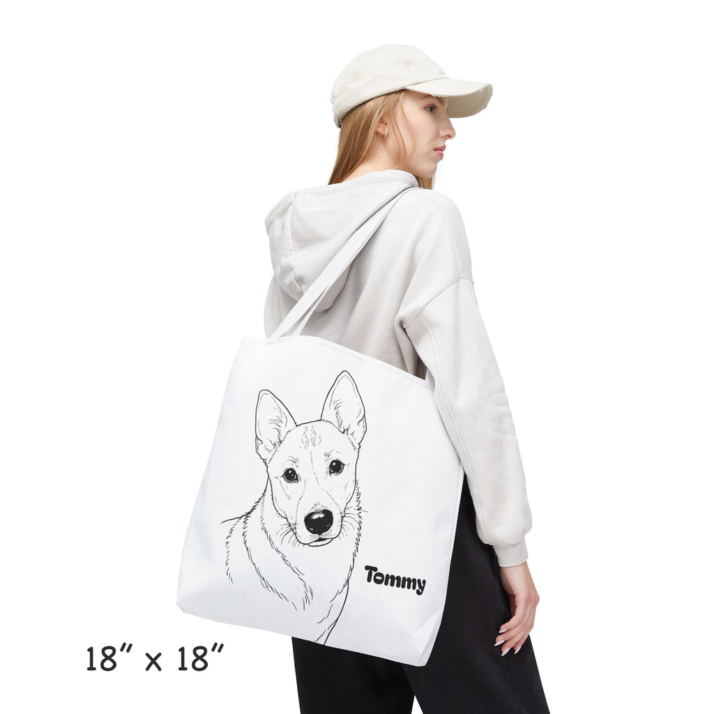 Tote Bag personalized with your Dog’s Photo –  Minimalist Line Art - Dog Mom Gift