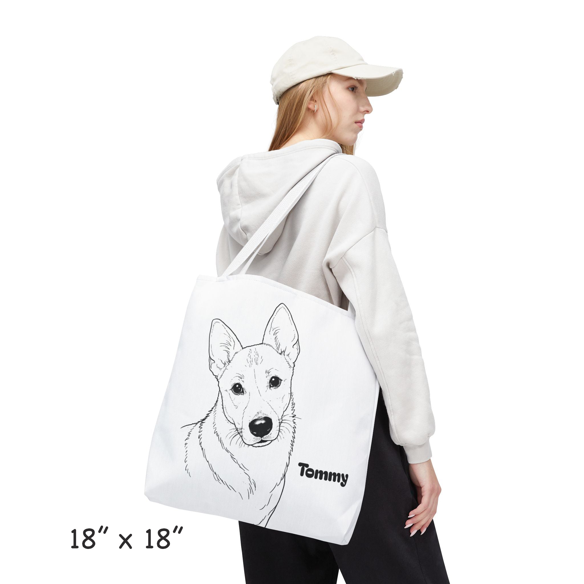 Tote Bag personalized with your Dog’s Photo –  Minimalist Line Art - Dog Mom Gift