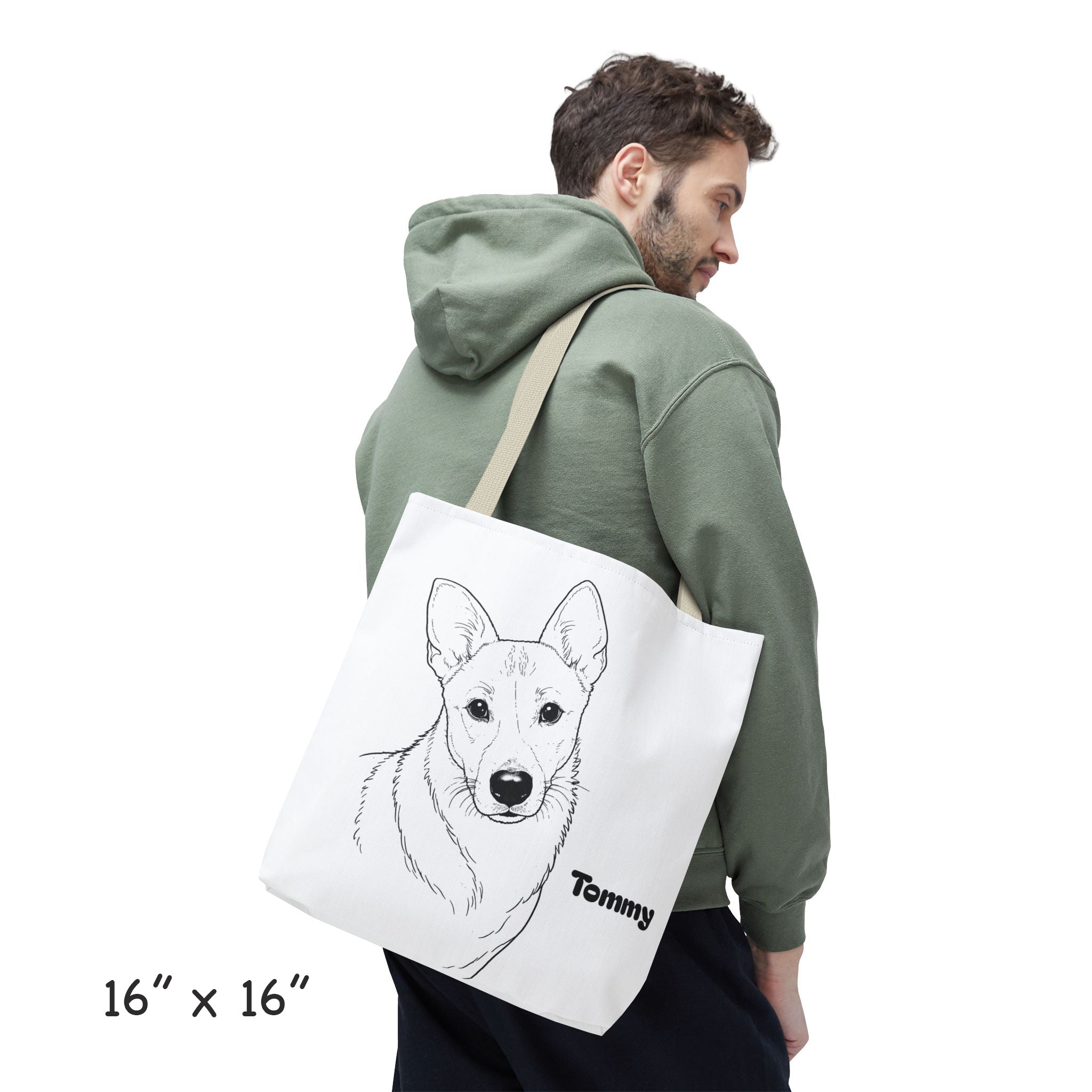 Tote Bag personalized with your Dog’s Photo –  Minimalist Line Art - Dog Mom Gift