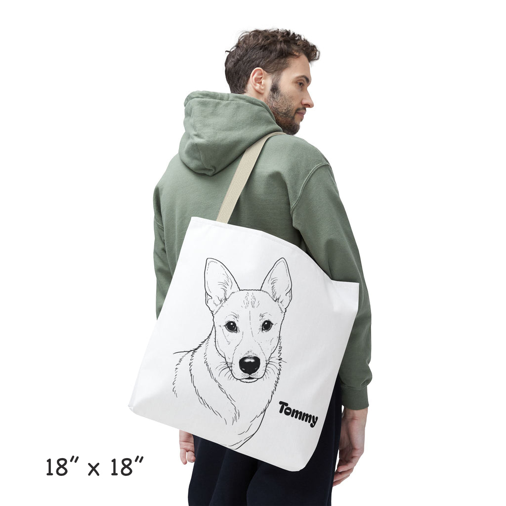 Tote Bag personalized with your Dog’s Photo –  Minimalist Line Art - Dog Mom Gift