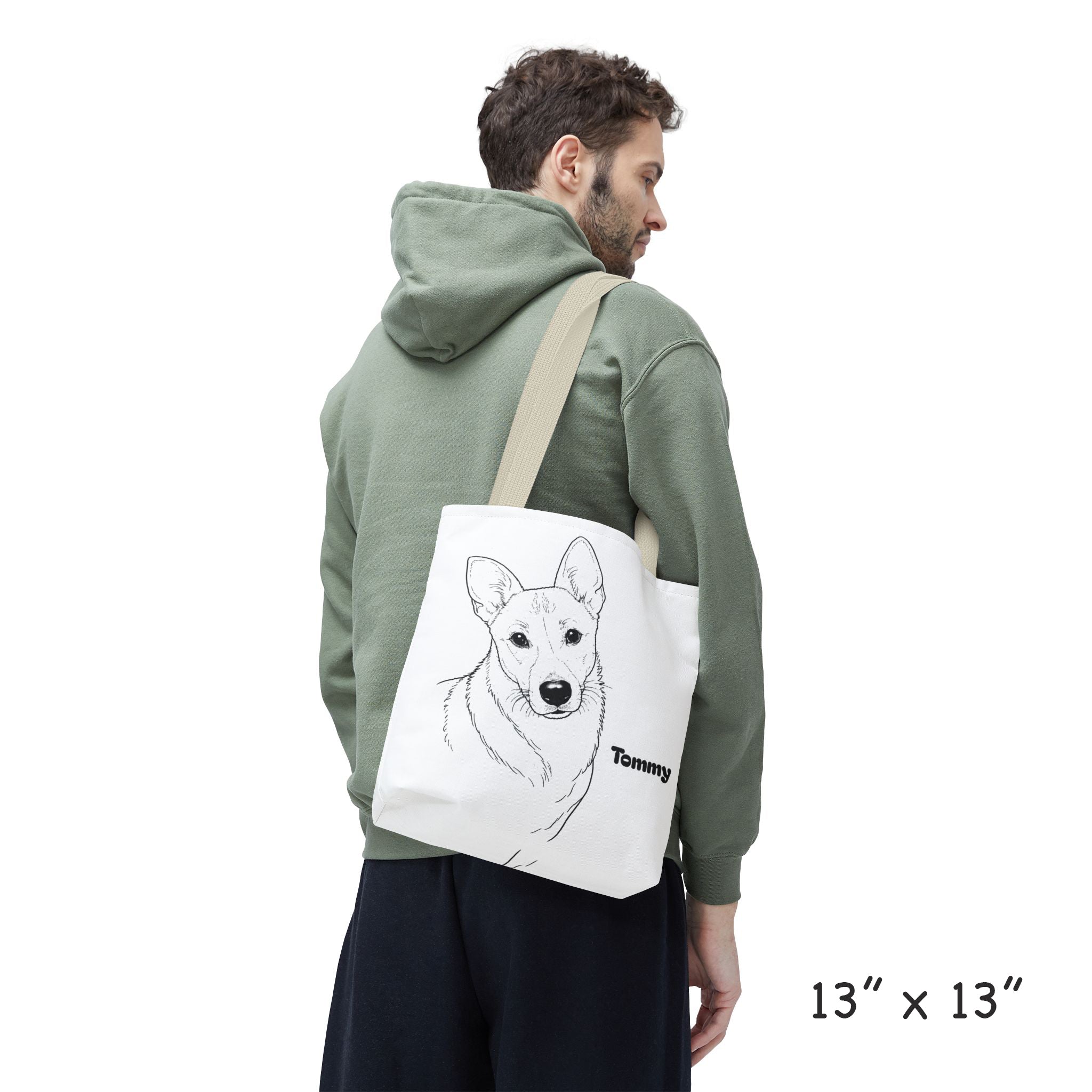 Tote Bag personalized with your Dog’s Photo –  Minimalist Line Art - Dog Mom Gift
