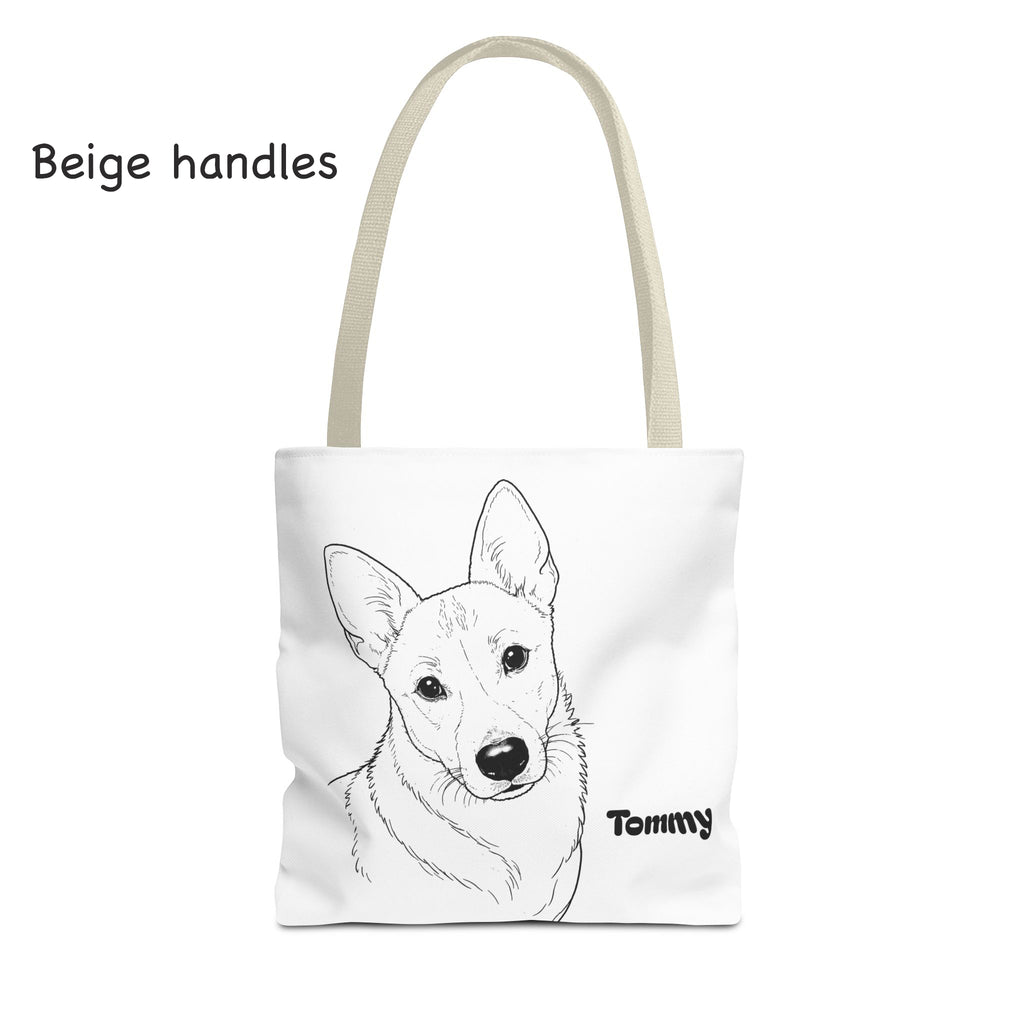 Tote Bag personalized with your Dog’s Photo –  Minimalist Line Art - Dog Mom Gift