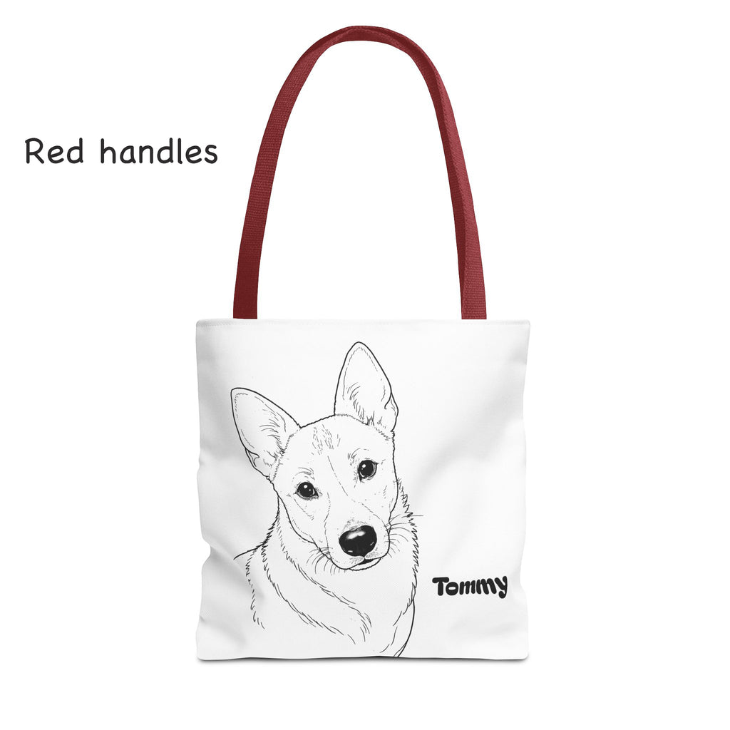 Tote Bag personalized with your Dog’s Photo –  Minimalist Line Art - Dog Mom Gift