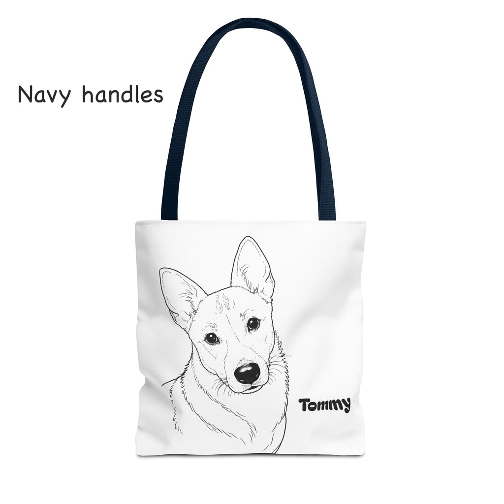 Tote Bag personalized with your Dog’s Photo –  Minimalist Line Art - Dog Mom Gift