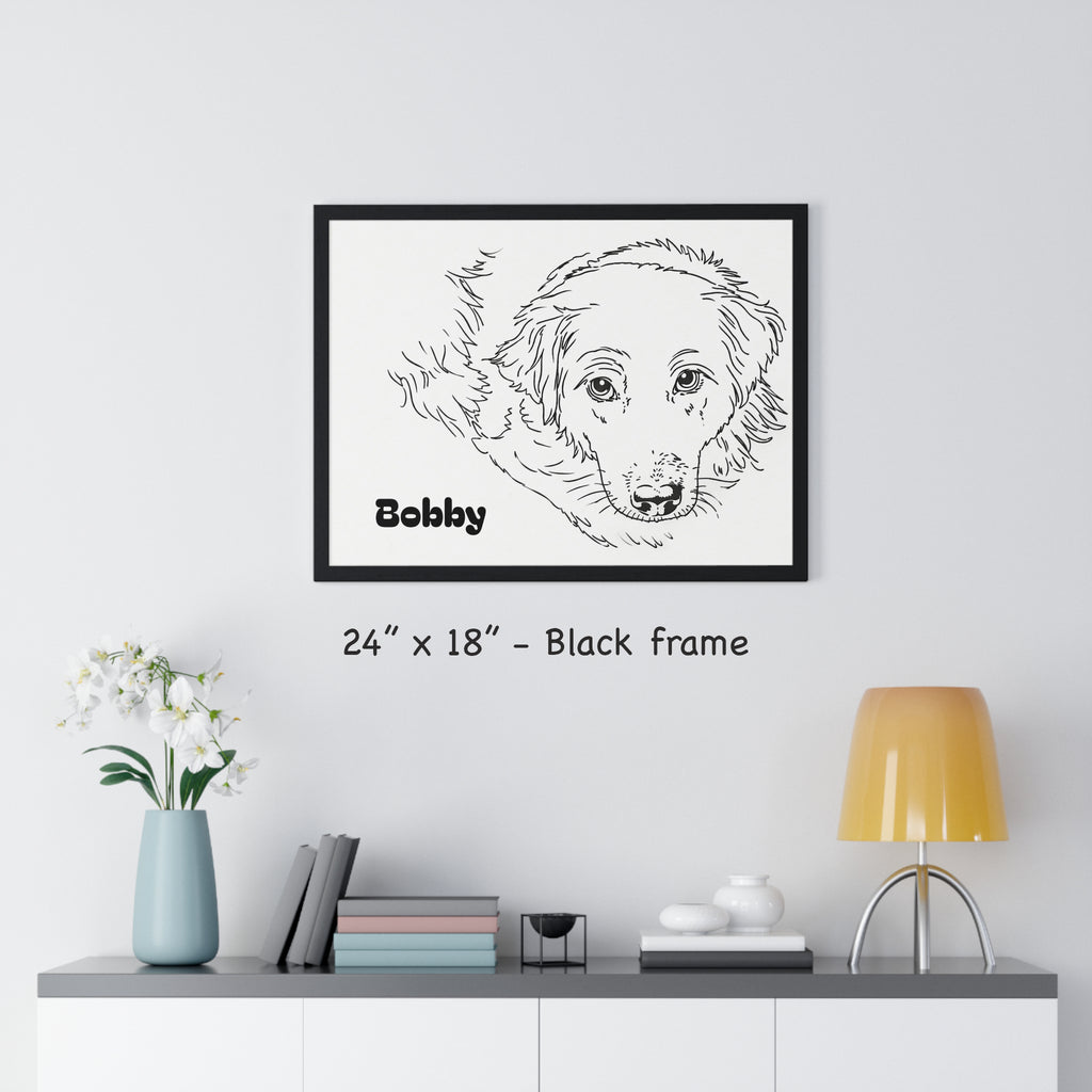 Custom Dog Line Art Framed Print – Minimalist Pet Portrait from Your Photo
