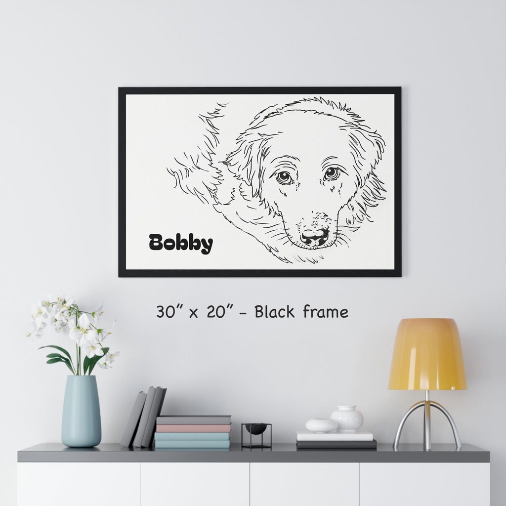 Custom Dog Line Art Framed Print – Minimalist Pet Portrait from Your Photo