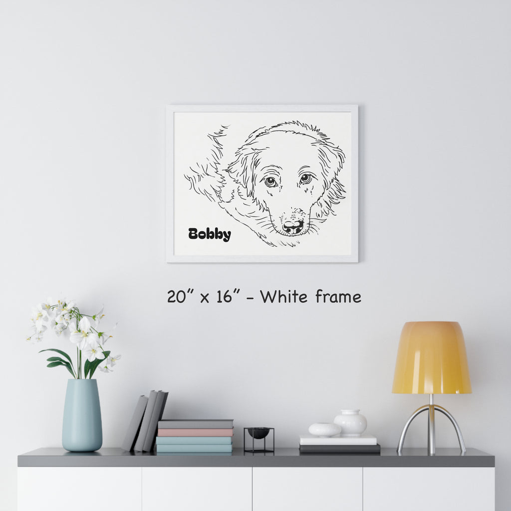 Custom Dog Line Art Framed Print – Minimalist Pet Portrait from Your Photo