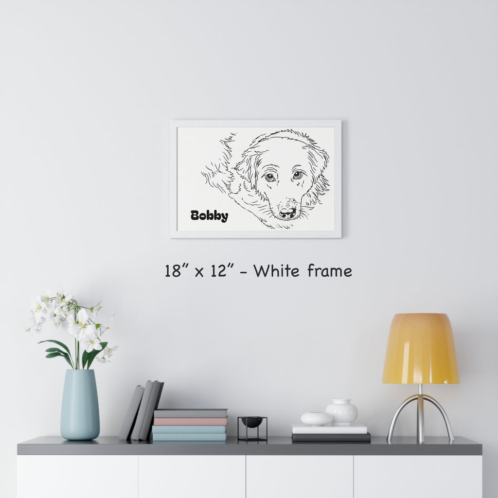 Custom Dog Line Art Framed Print – Minimalist Pet Portrait from Your Photo