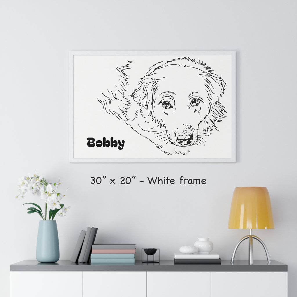 Custom Dog Line Art Framed Print – Minimalist Pet Portrait from Your Photo