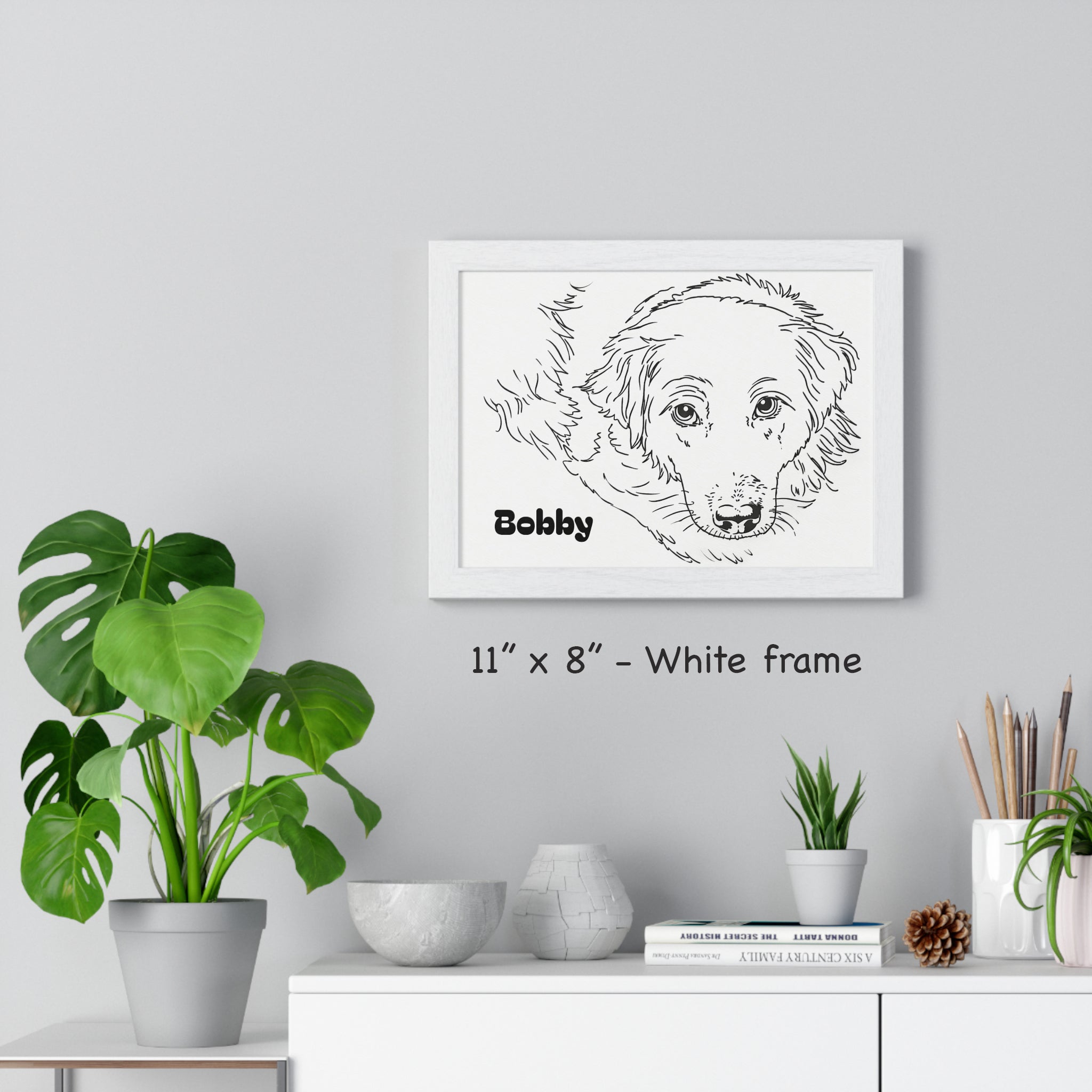 Custom Dog Line Art Framed Print – Minimalist Pet Portrait from Your Photo