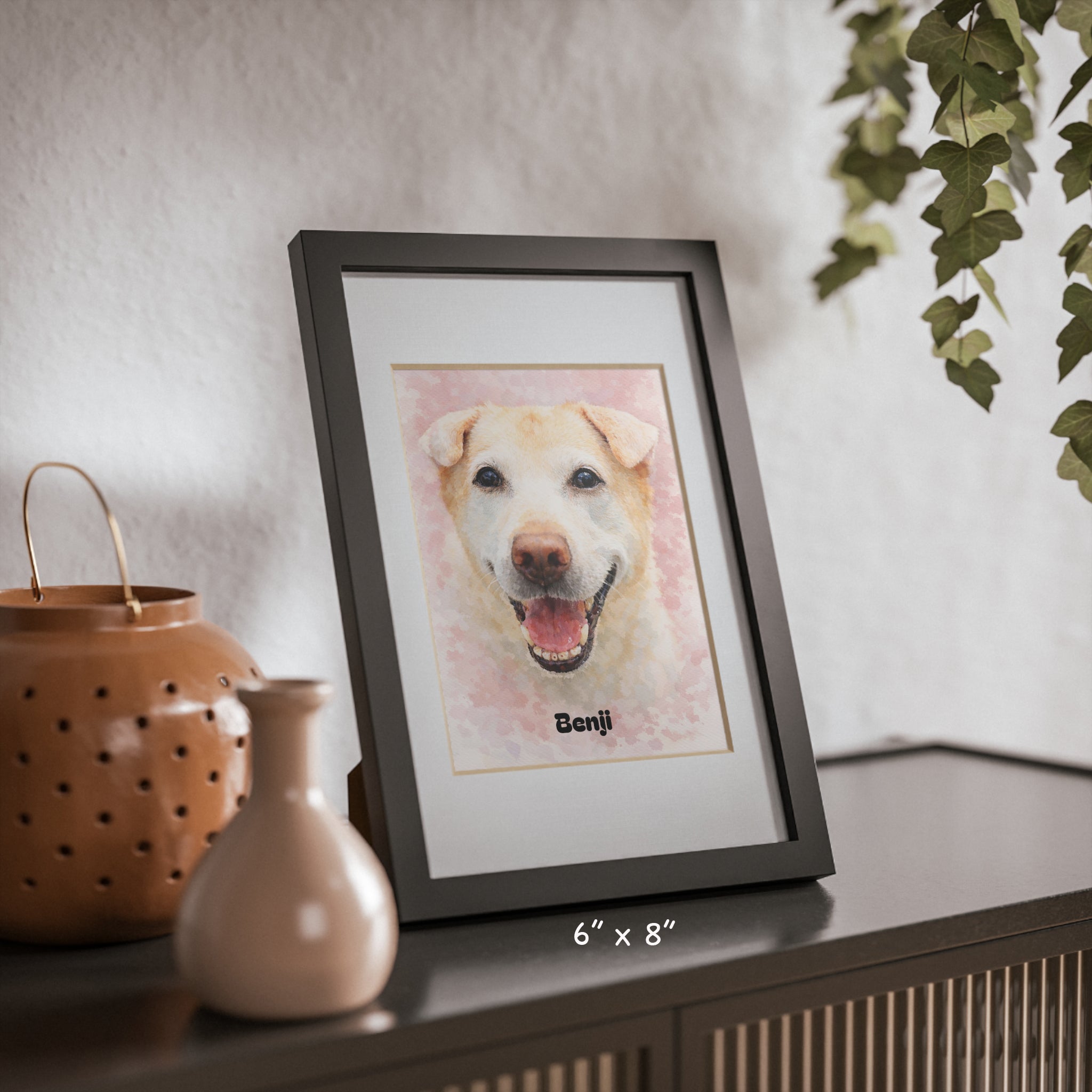 Turn Your Dog’s Photo Into a Beautiful Watercolour Portrait (Framed & Ready to Hang)