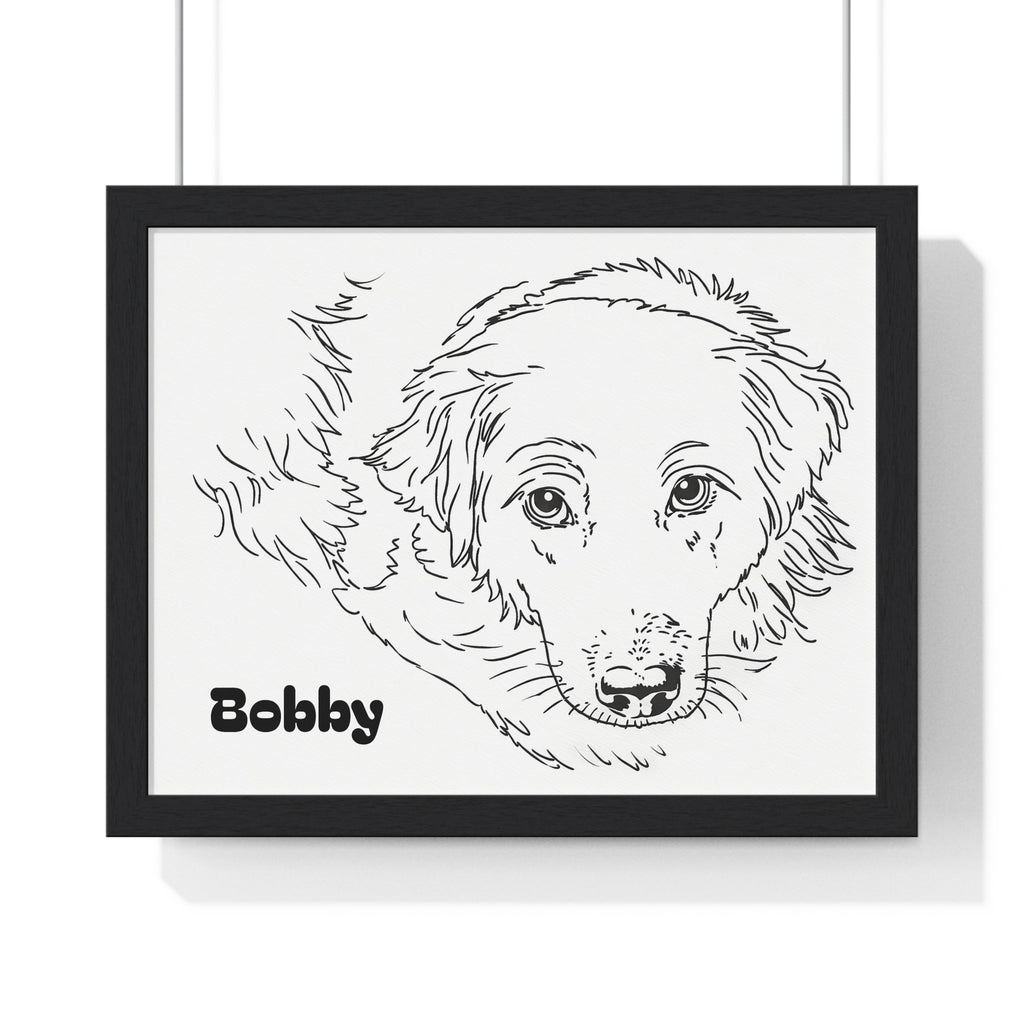 Custom Dog Line Art Framed Print – Minimalist Pet Portrait from Your Photo