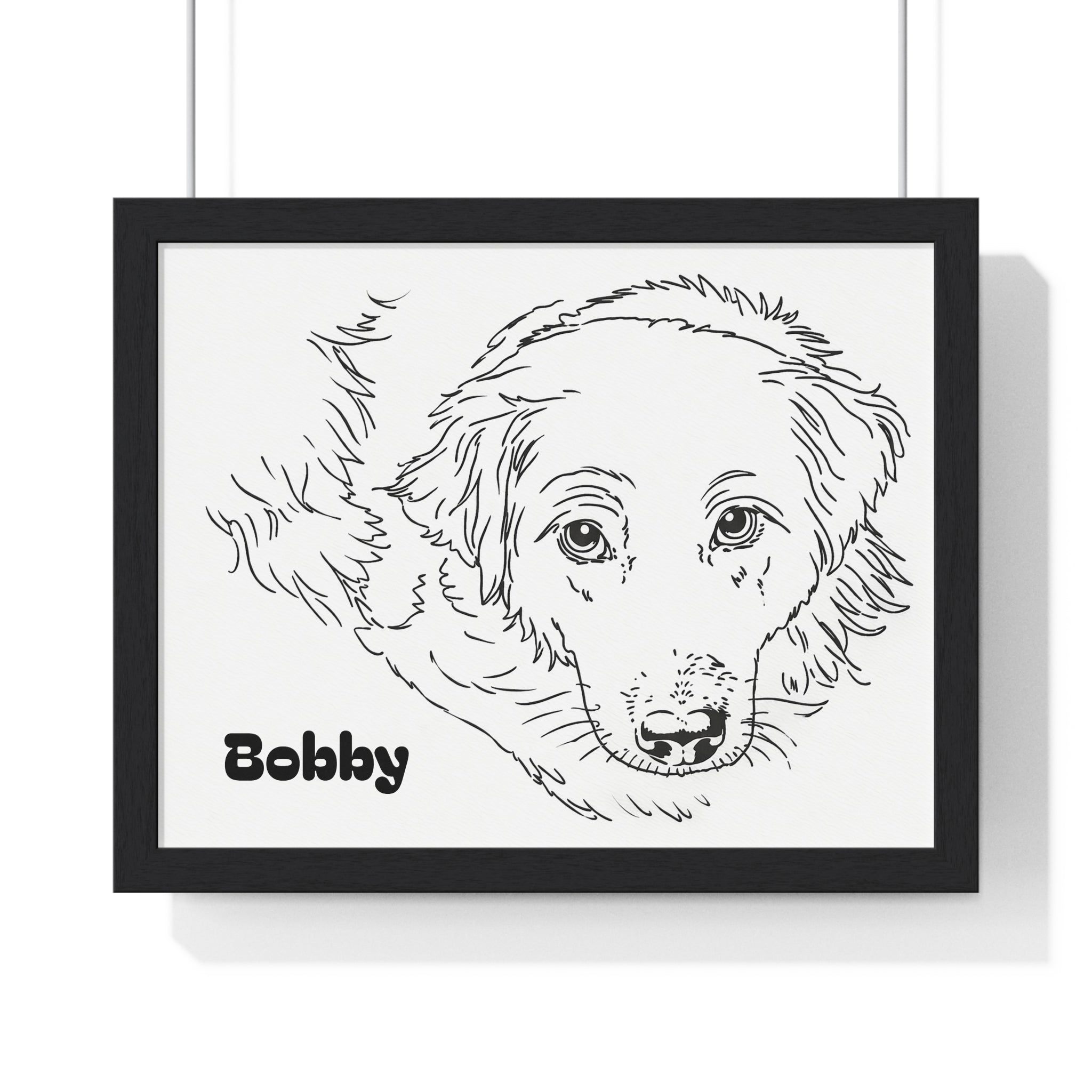 Custom Dog Line Art Framed Print – Minimalist Pet Portrait from Your Photo