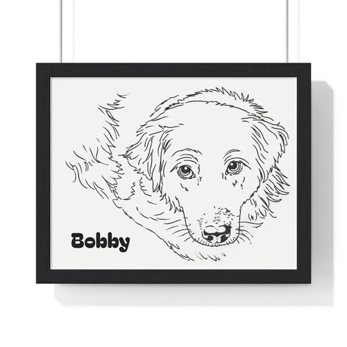 Custom Dog Line Art Framed Print – Minimalist Pet Portrait from Your Photo