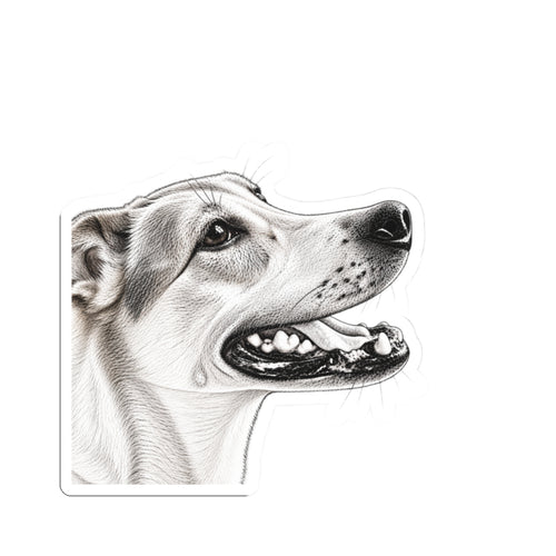 Detailed Black and White Pencil Sketch Style Dog Portrait Kiss-Cut Sticker - Created From Your Own Picture