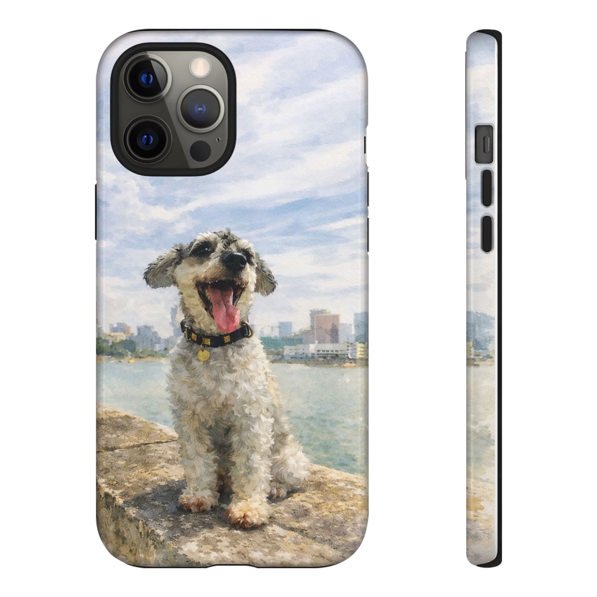 Personalised Artified Dog iPhone Case – Custom full body Dog Portrait (iPhone 8–13)