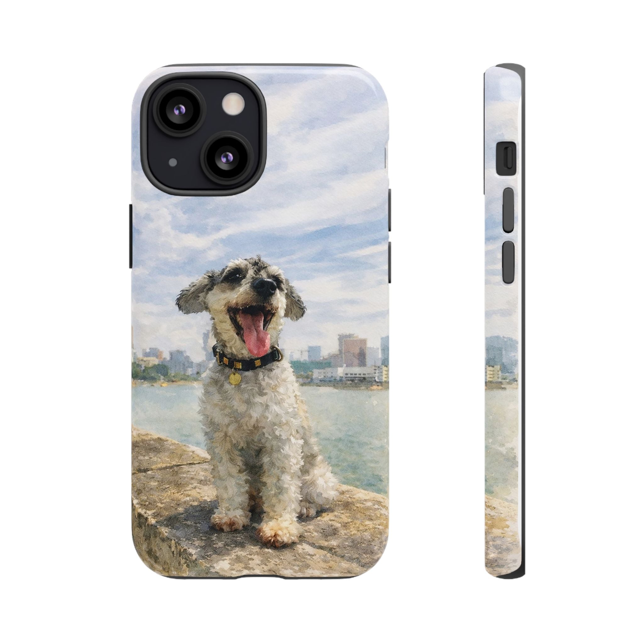 Personalised Artified Dog iPhone Case – Custom full body Dog Portrait (iPhone 8–13)