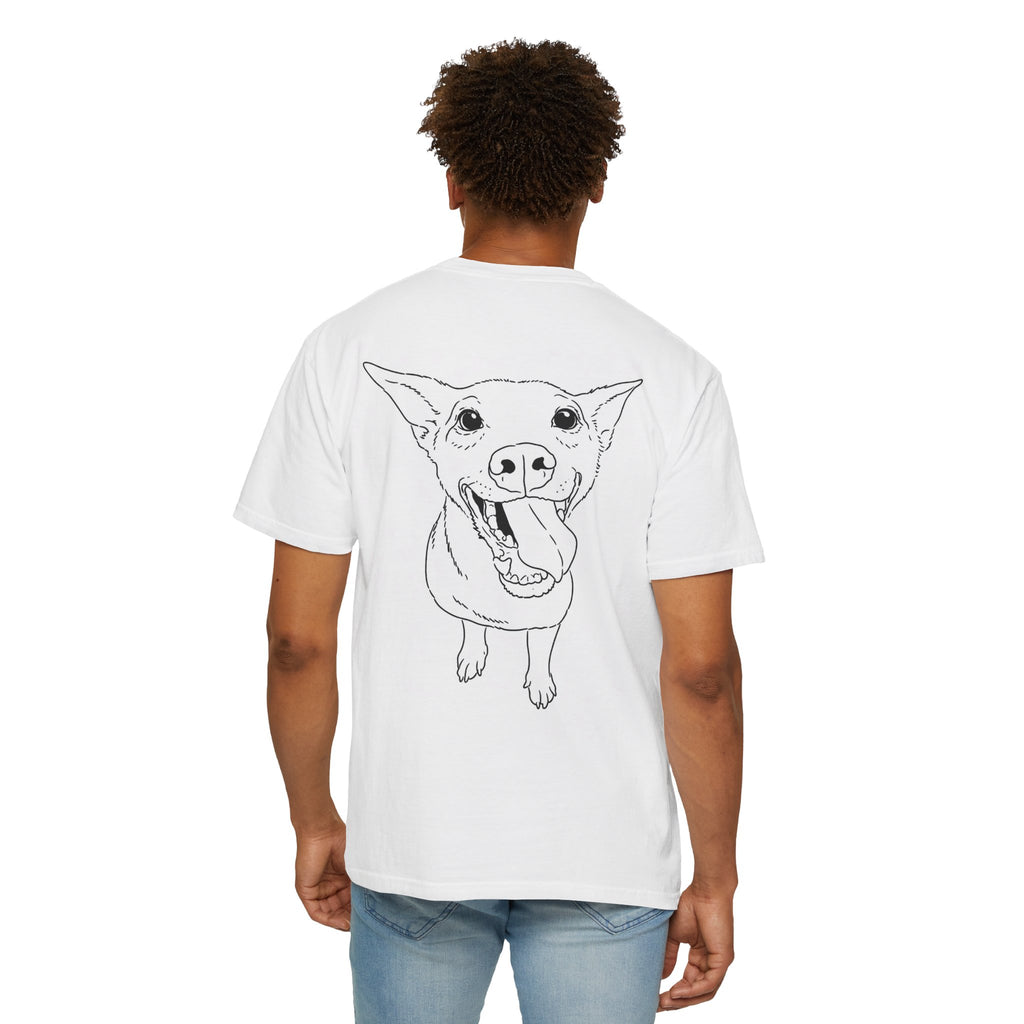 Custom Dog Portrait T-Shirt – Upload Your Pet’s Photo & We Turn It Into Minimal Line Art (Front & Back Print)
