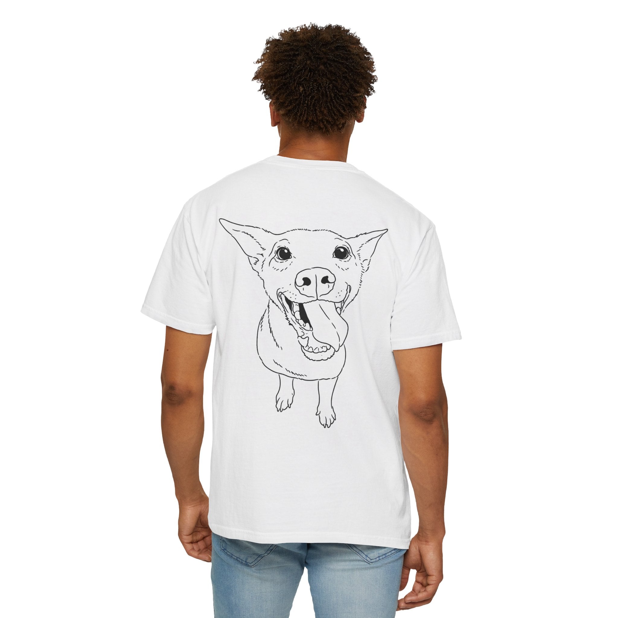 Custom Dog Portrait T-Shirt – Upload Your Pet’s Photo & We Turn It Into Minimal Line Art (Front & Back Print)