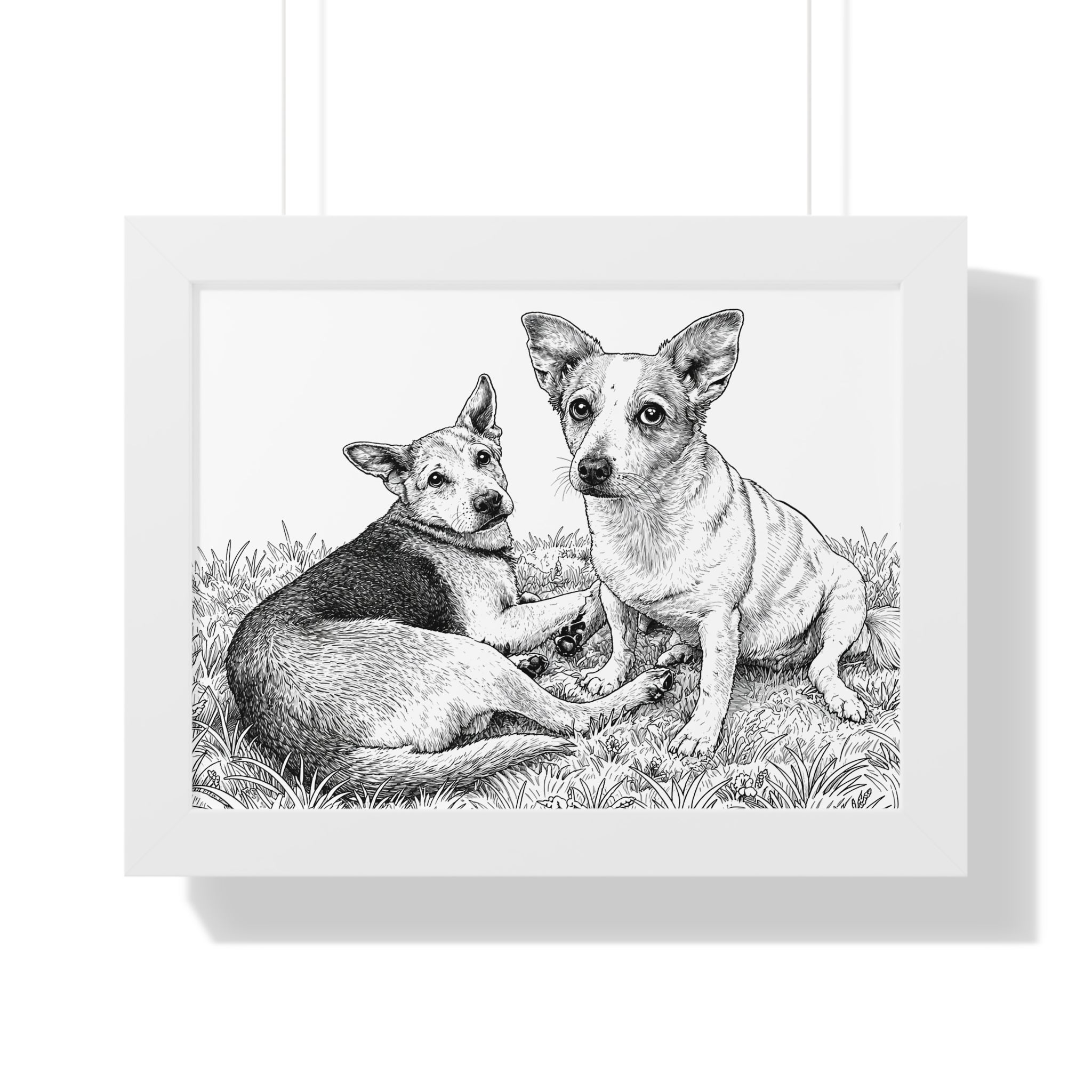 Personalized Framed line art of both your dogs