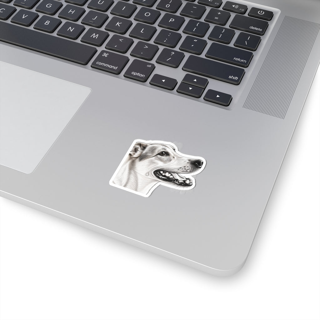 Detailed Black and White Pencil Sketch Style Dog Portrait Kiss-Cut Sticker - Created From Your Own Picture
