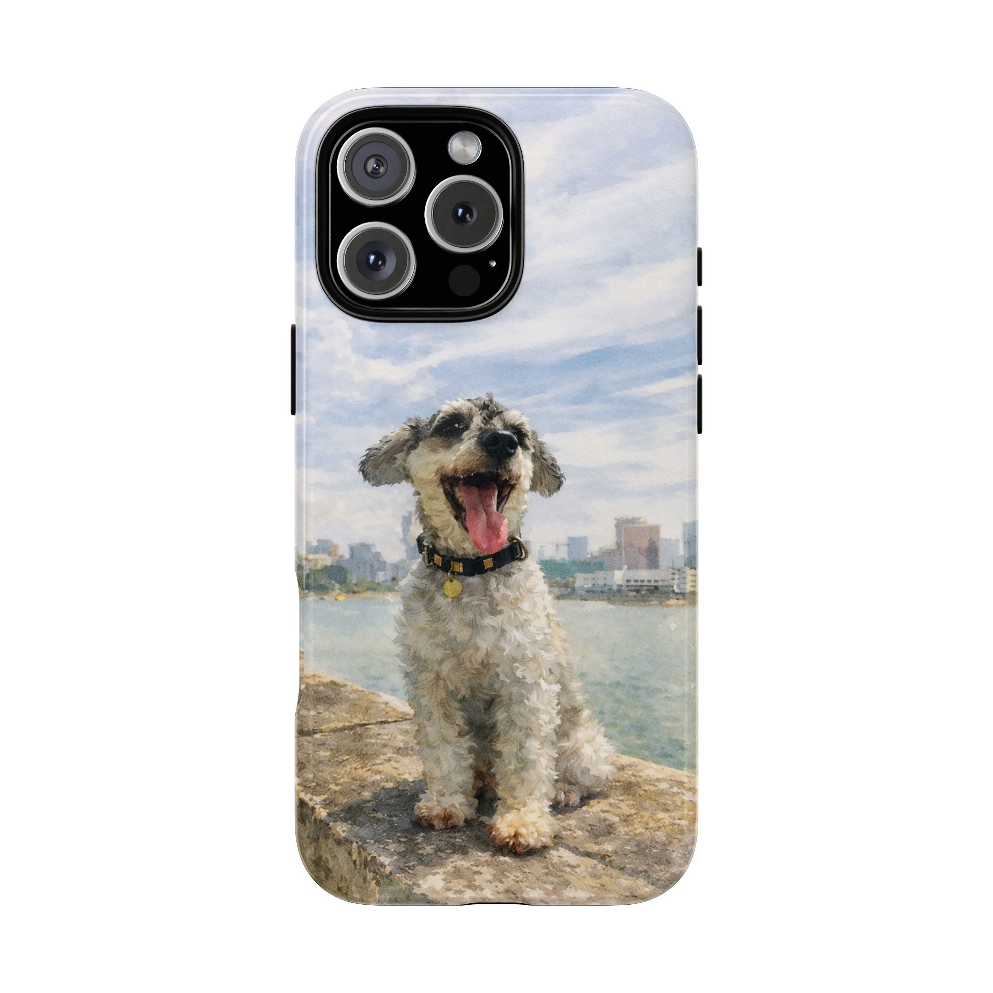 Personalised Artified Dog iPhone Case – Custom full body Dog Portrait (iPhone 8–13)