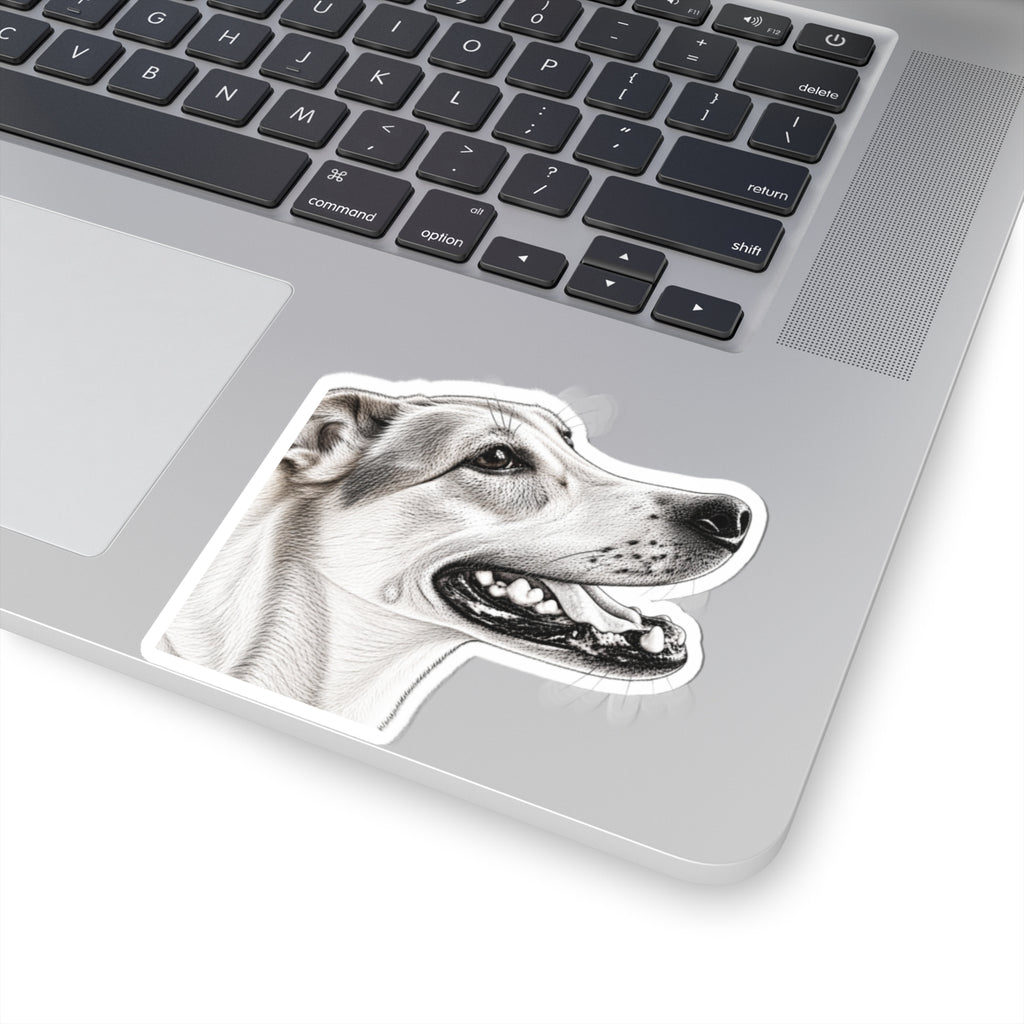 Detailed Black and White Pencil Sketch Style Dog Portrait Kiss-Cut Sticker - Created From Your Own Picture