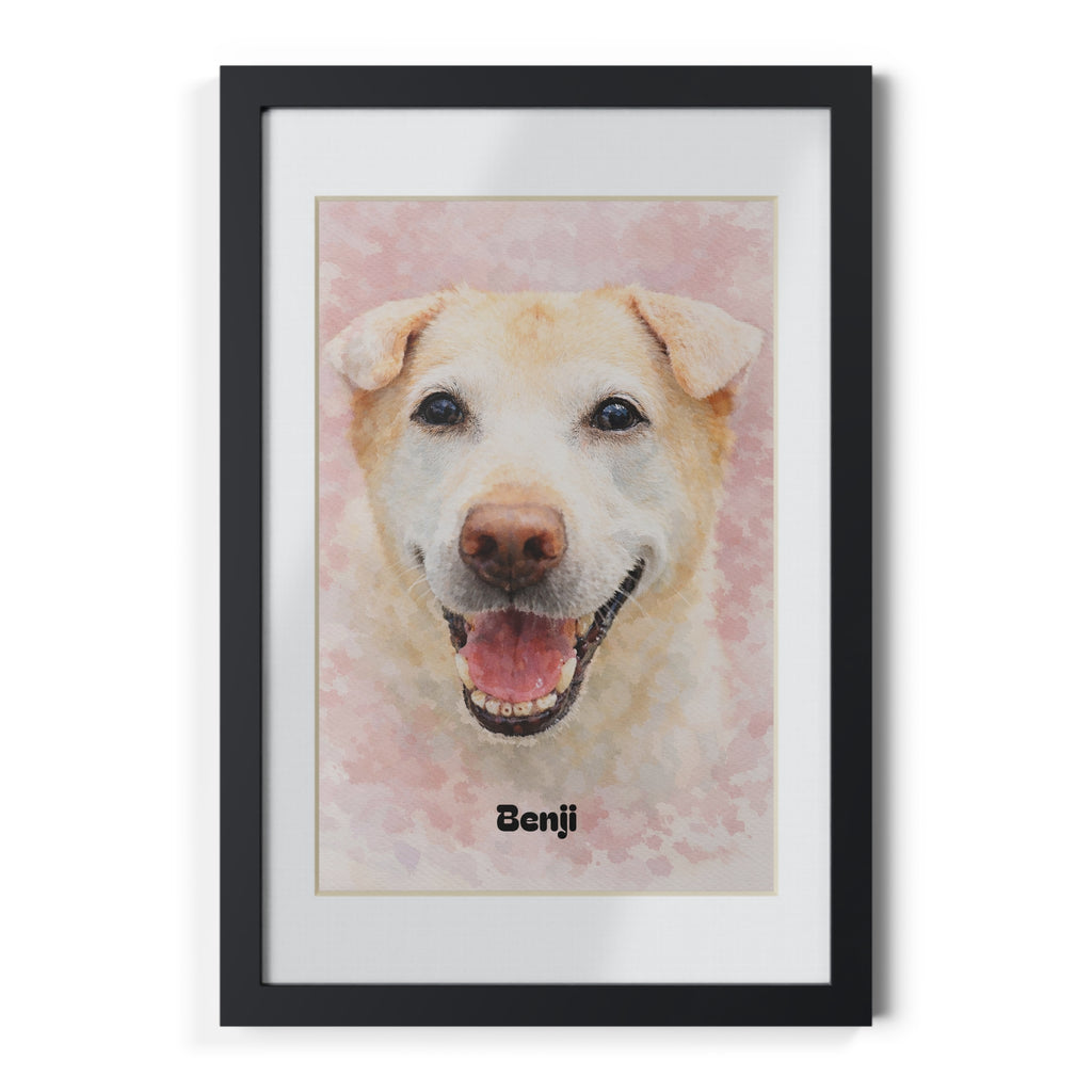 Turn Your Dog’s Photo Into a Beautiful Watercolour Portrait (Framed & Ready to Hang)