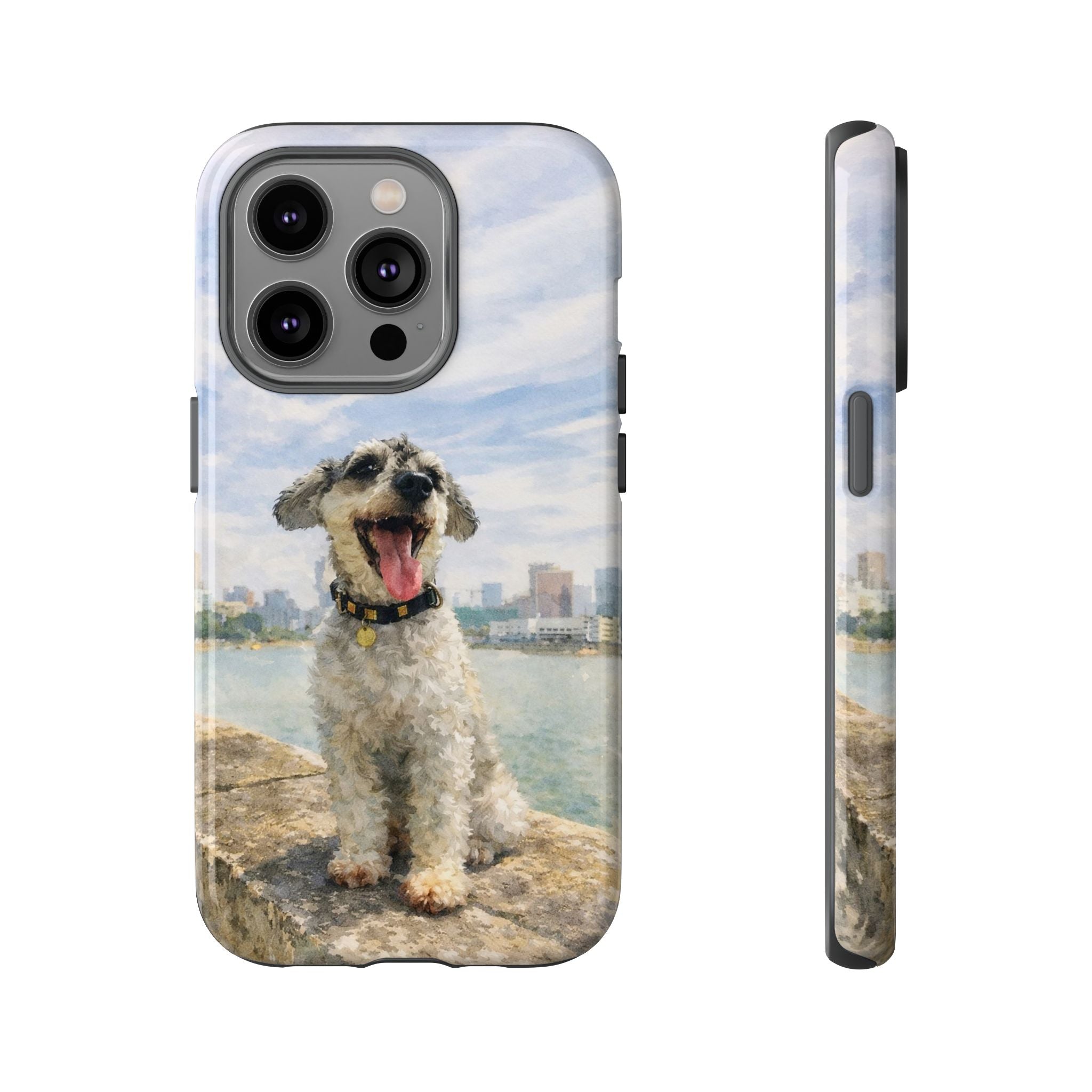 Personalised Artified Dog iPhone Case – Custom full body Dog Portrait (iPhone 8–13)