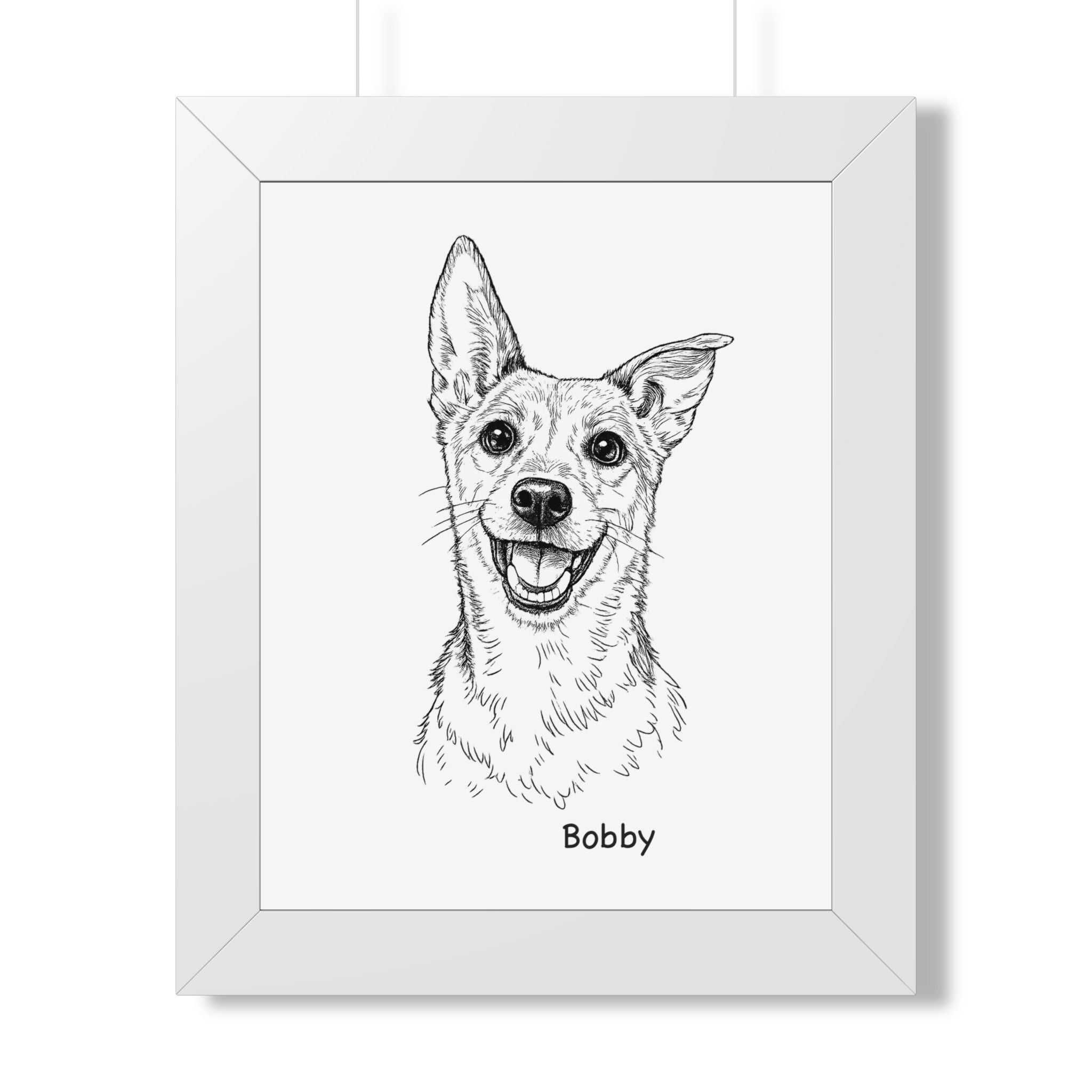 Bespoke Dog Portrait from Photo – Minimalist Line Art, Professionally Framed and delivered to your doorstep