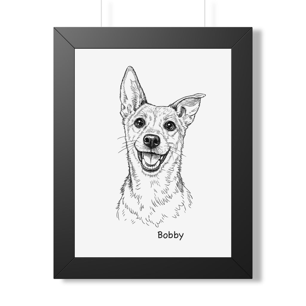 Bespoke Dog Portrait from Photo – Minimalist Line Art, Professionally Framed and delivered to your doorstep