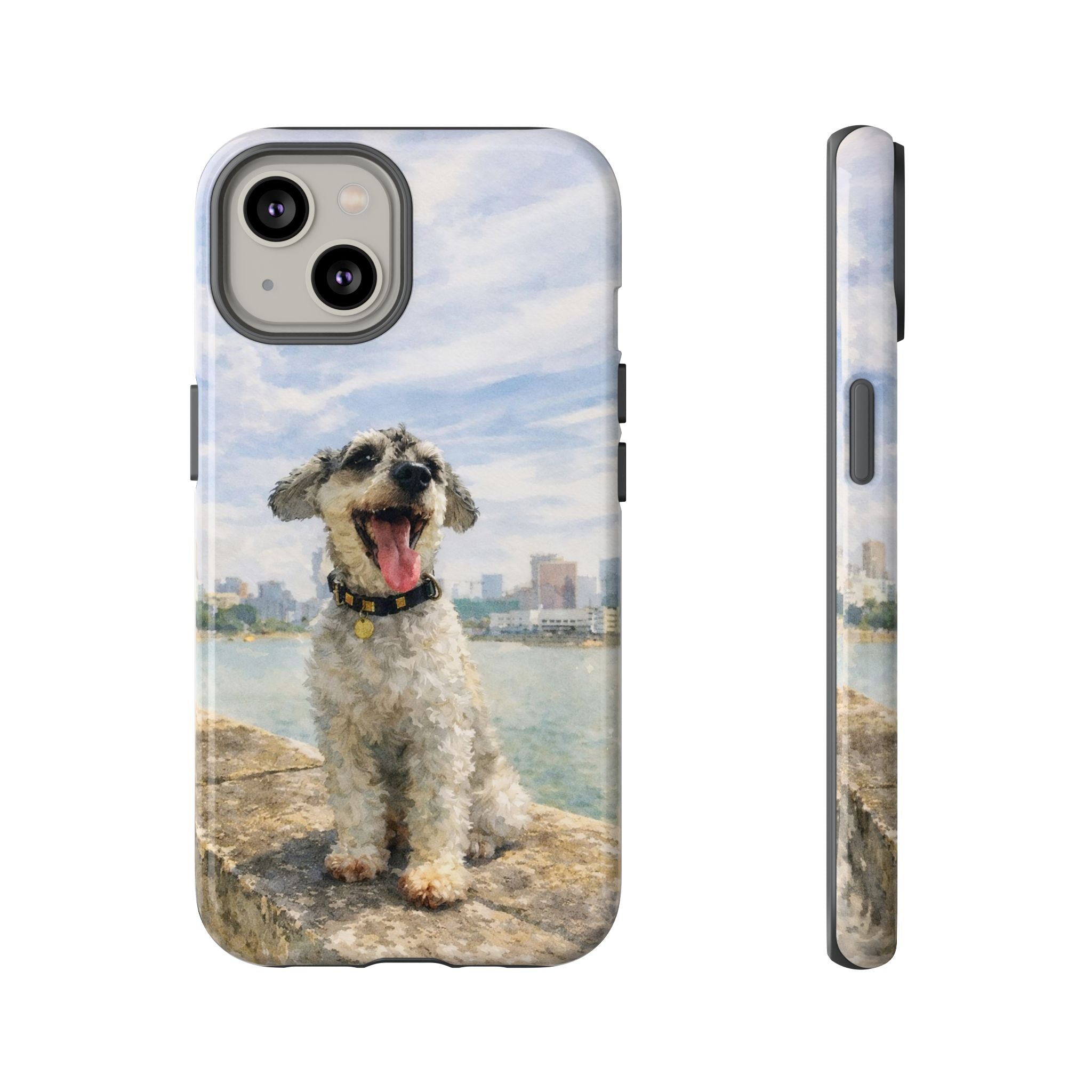 Personalised Artified Dog iPhone Case – Custom full body Dog Portrait (iPhone 8–13)