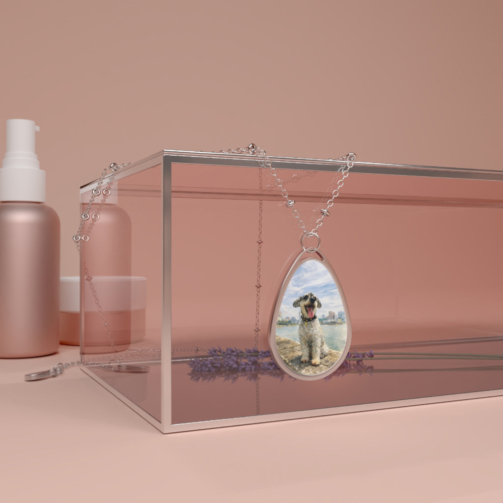 Custom Dog Photo Necklace – Watercolor Pet Pendant, Personalized Gift for Dog Lovers
