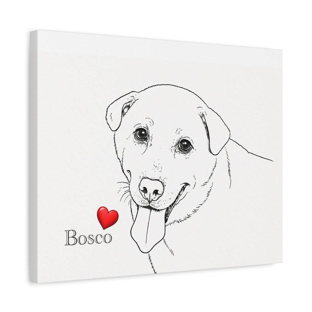 Custom Dog 'Facial Expression' Line Art Canvas Print | Matte Stretched Wall Art