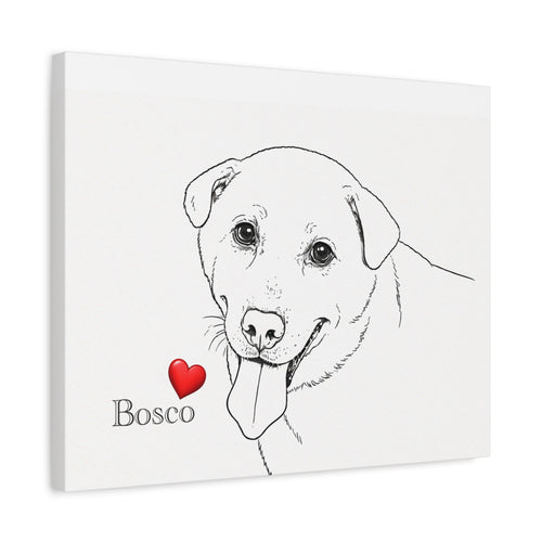 Custom Dog 'Facial Expression' Line Art Canvas Print | Matte Stretched Wall Art