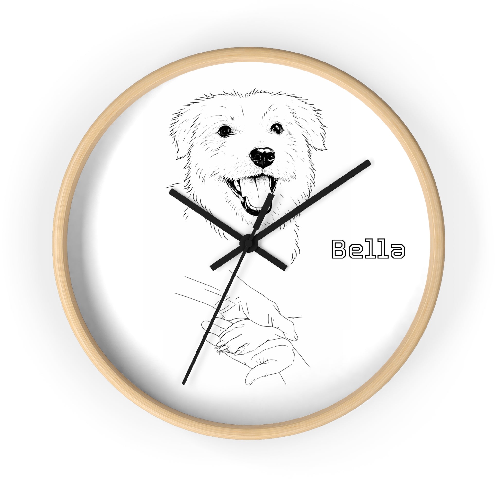 Custom Dog Photo Clock | Personalized Minimalist Line-Art Dog Wall Clock
