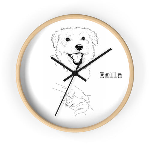 Custom Dog Photo Clock | Personalized Minimalist Line-Art Dog Wall Clock