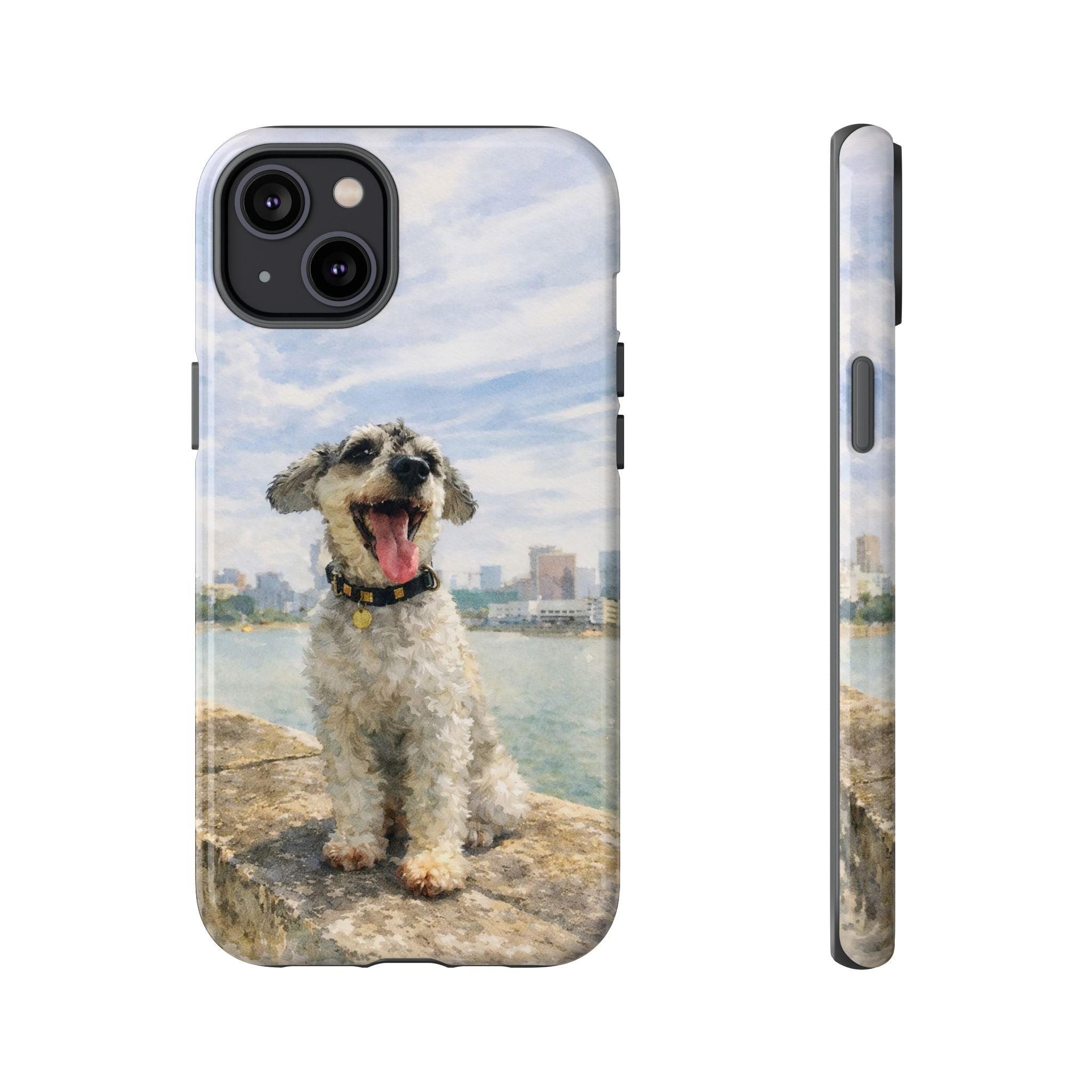 Personalised Artified Dog iPhone Case – Custom full body Dog Portrait (iPhone 8–13)